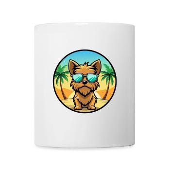 Brussels Griffon Dog Breed Cartoon Sunglass Beach - Mug - white - Front