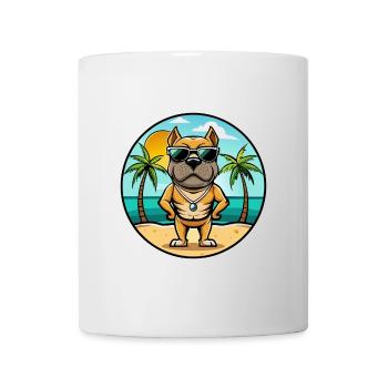 Bull Boxer Dog Breed Cartoon Sunglasses Beach - Mug - white - Front