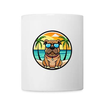 Bullmastiff Chien Race Dessin Animé Lunettes De Soleil Plage - Mug blanc - blanc - Devant