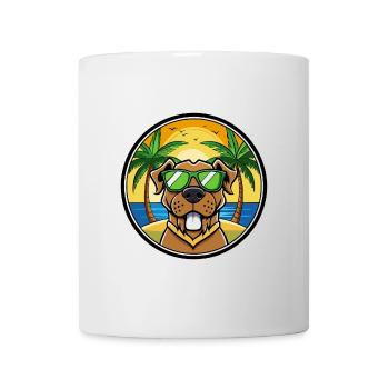 Brasilianische Dogge Hunderasse Cartoon Sonnenbrille Strand - Tasse - Weiß - Vorne