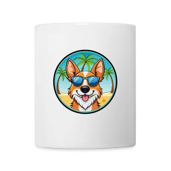 Brittany Dog Breed Cartoon Lunettes de soleil Beach - Mug blanc - blanc - Devant