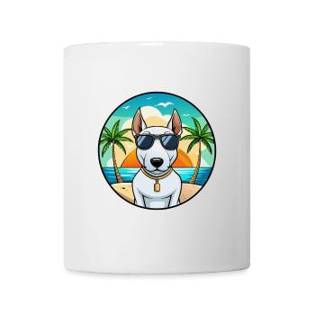 Bull Terrier Miniature Dog Breed Cartoon Beach - Mug - white - Front