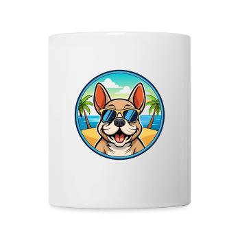 Chien Francais Dog Breed Cartoon Sunglasses Beach - Mug - white - Front