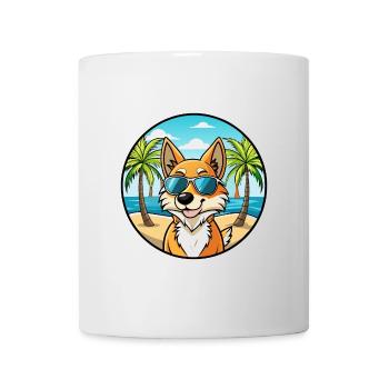 Cimarron Uruguayo Dog Breed Cartoon Sunglass Beach - Mug - white - Front