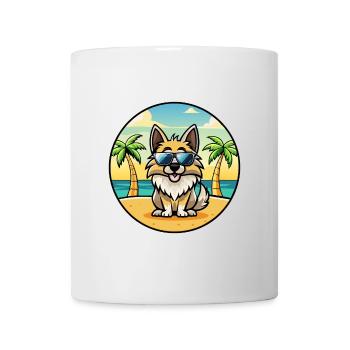 Chien de berger croate race dessin animé lunettes de soleil plage - Mug blanc - blanc - Devant