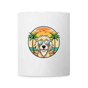 Katalanische Schäferhundrasse Cartoon Sonnenbrille Strand - Tasse - Weiß - Vorne