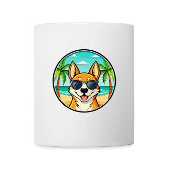 Canaan Chien Race Dessin Animé Lunettes De Soleil Plage - Mug blanc - blanc - Devant