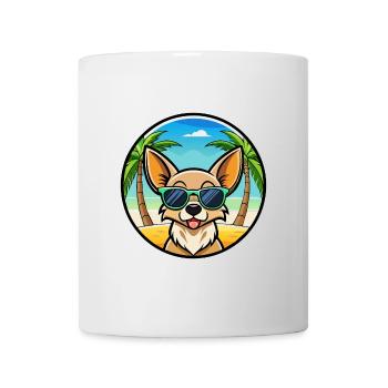 Chihuahua Dog Breed Cartoon Sunglasses Beach - Mug - white - Front