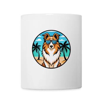 Collie Dog Breed Cartoon Sunglasses Beach - Mug - white - Front