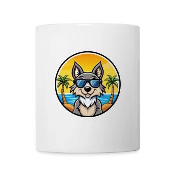 Czechoslovak Wolfdog Breed Cartoon Sunglass Beach - Mug - white - Front