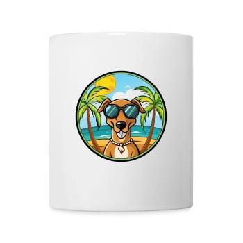 Cretan Hound Dog Breed Cartoon Sunglasses Beach - Mug - white - Front