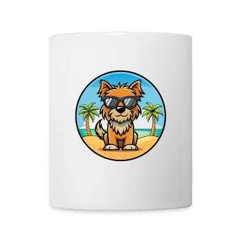 Lunettes de soleil de dessin animé de race de chien griffon belge plage - Mug blanc - blanc - Devant