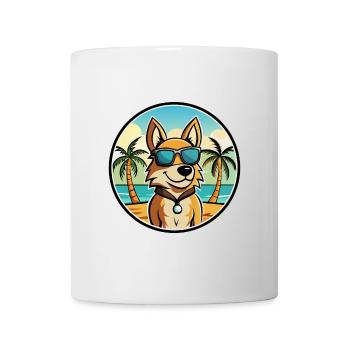 Cesky Fousek Hunderasse Cartoon Sonnenbrille Strand - Tasse - Weiß - Vorne