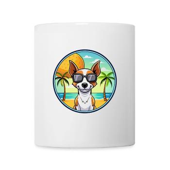 Decker Rat Terrier Hunderasse Cartoon Sonnenbrille - Tasse - Weiß - Vorne