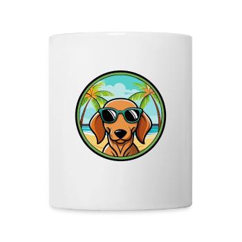 Dackel Hunderasse Cartoon Sonnenbrille Strand - Tasse - Weiß - Vorne