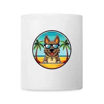 Deutsche Bracke Hunderasse Cartoon Sonnenbrille Strand - Tasse - Weiß - Vorne