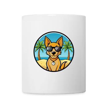 Dingo Hund Rasse Cartoon Sonnenbrille Strand - Tasse - Weiß - Vorne