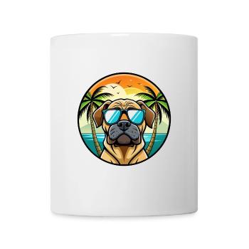 Englische Dogge Hund Rasse Cartoon Sonnenbrille Strand - Tasse - Weiß - Vorne