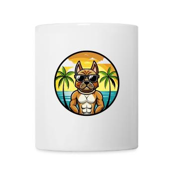 Deutscher Boxer Hund Rasse Cartoon Sonnenbrille Strand - Tasse - Weiß - Vorne