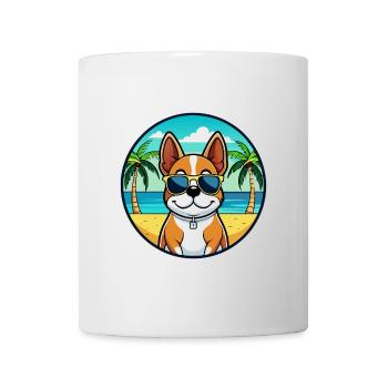 Lunettes de soleil de dessin animé de race de chien de Bretagne française plage - Mug blanc - blanc - Devant