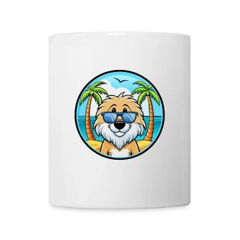 Friesische Wasserhundrasse Cartoon Sonnenbrille Strand - Tasse - Weiß - Vorne
