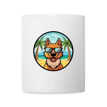 Frisian Pointing Dog Breed Cartoon Sunglass Beach - Mug - white - Front