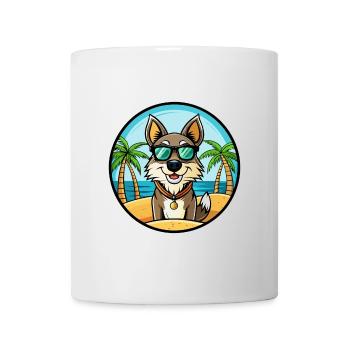 Georgischer Schäferhund Hunderasse Cartoon Sonnenbrille Strand - Tasse - Weiß - Vorne