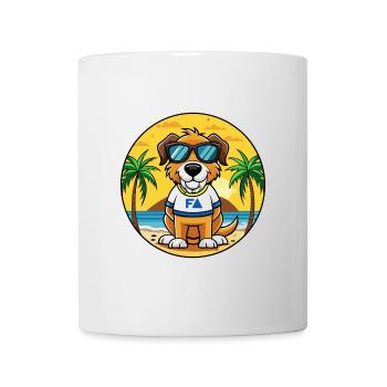 Brasileiro Chien Race Dessin Animé Lunettes De Soleil Plage - Mug blanc - blanc - Devant
