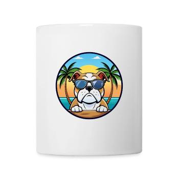 Bouledogue anglais race dessin animé lunettes de soleil plage - Mug blanc - blanc - Devant