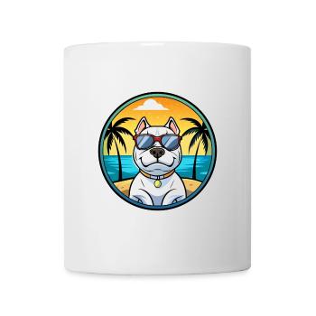 Dogue Argentino Chien Race Dessin Animé Lunettes De Soleil Plage - Mug blanc - blanc - Devant