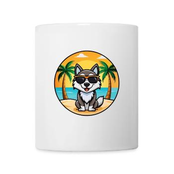 Karelian Bear Dog Breed Cartoon Sunglasses Beach - Mug - white - Front