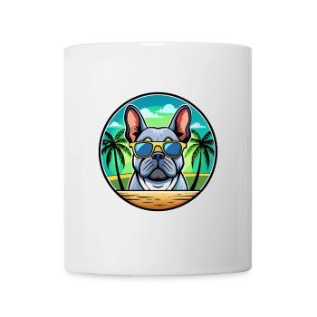 French Bulldog Breed Cartoon Sunglasses Beach - Mug - white - Front