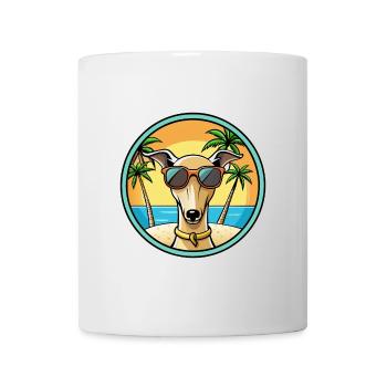 Lévrier italien race chien dessin animé lunettes de soleil plage - Mug blanc - blanc - Devant