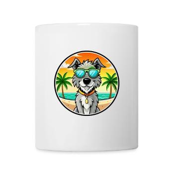 Irischer Wolfshund Hunderasse Cartoon Sonnenbrille Strand - Tasse - Weiß - Vorne