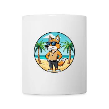 English Foxhound Dog Breed Cartoon Sunglass Beach - Mug - white - Front