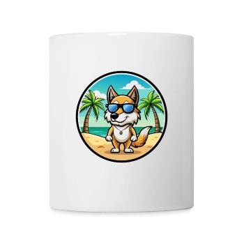 Italien Volpino Chien Race Dessin Animé Lunettes De Soleil Plage - Mug blanc - blanc - Devant