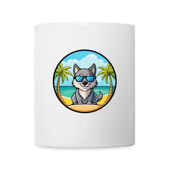 Lunettes de soleil de dessin animé de race de chien du Groenland plage - Mug blanc - blanc - Devant