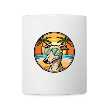 Greyhound Chien Race Dessin Animé Lunettes De Soleil Plage - Mug blanc - blanc - Devant