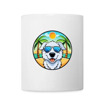 Kuvasz Chien Race Dessin Animé Lunettes de Soleil Plage - Mug blanc - blanc - Devant