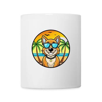 Laufhund Hunderasse Cartoon Sonnenbrille Strand - Tasse - Weiß - Vorne