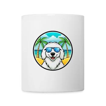 Great Pyrenees Dog Breed Cartoon Sunglasses Beach - Mug - white - Front