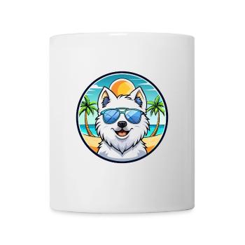 Lunettes de soleil de dessin animé de race de chien Spitz japonais plage - Mug blanc - blanc - Devant