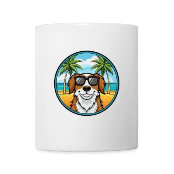 Landseer Chien Race Dessin Animé Lunettes de Soleil Plage - Mug blanc - blanc - Devant
