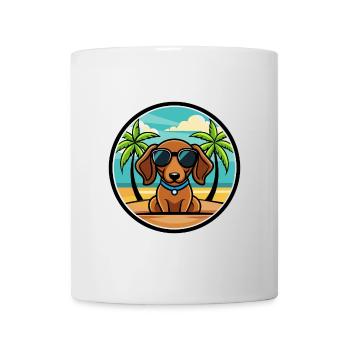 Miniatur Dackel Hund Rasse Cartoon Sonnenbrille - Tasse - Weiß - Vorne