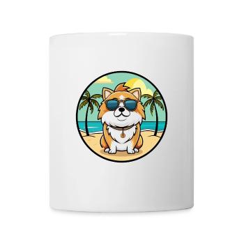 Japonais Chin Chien Race Dessin Animé Lunettes De Soleil Plage - Mug blanc - blanc - Devant