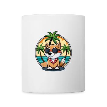 Kai Ken Hunderasse Cartoon Sonnenbrille Strand - Tasse - Weiß - Vorne