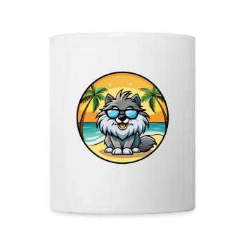 Keeshond Dog Breed Cartoon Sunglasses Beach - Mug - white - Front