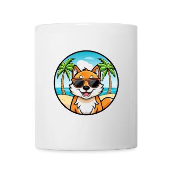Kishu Ken Hunderasse Cartoon Sonnenbrille Strand - Tasse - Weiß - Vorne