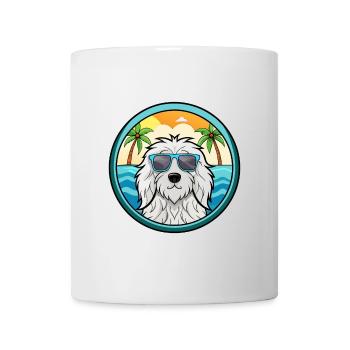 Komondor Chien Race Dessin Animé Lunettes de Soleil Plage - Mug blanc - blanc - Devant