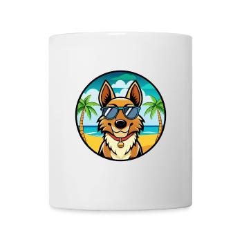 Roi Berger Chien Race Dessin Animé Lunettes De Soleil Plage - Mug blanc - blanc - Devant